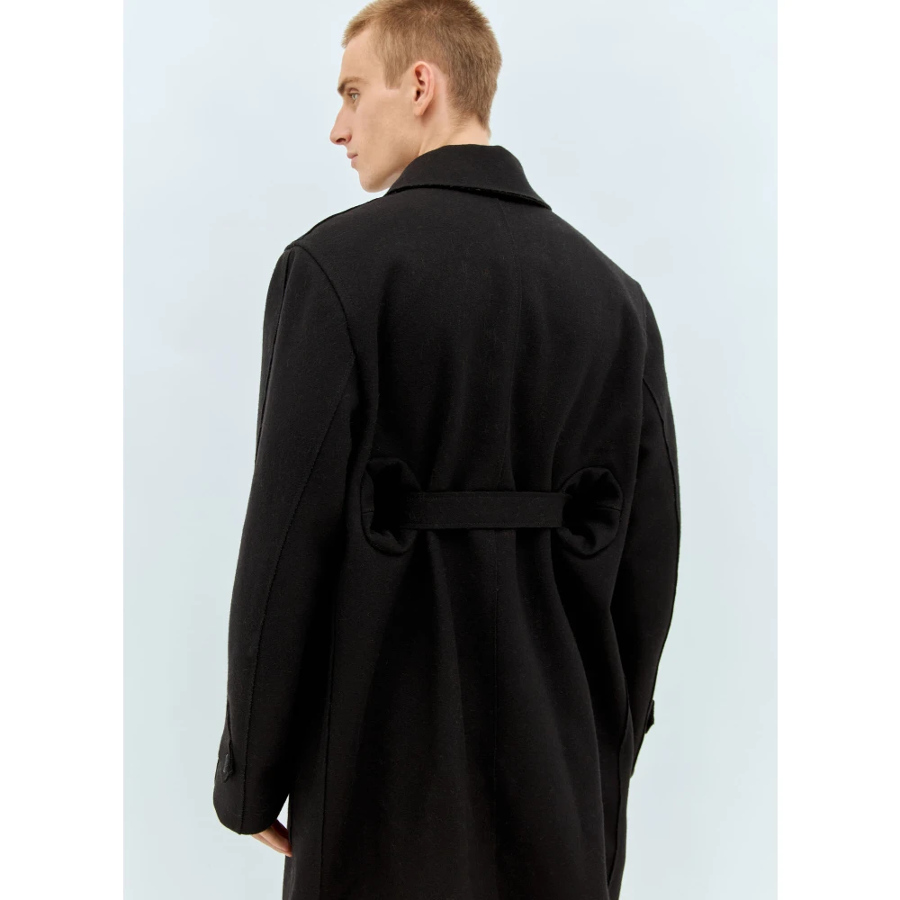 Walter Van Beirendonck Maxi Coat in gecoate viltwol Black Heren