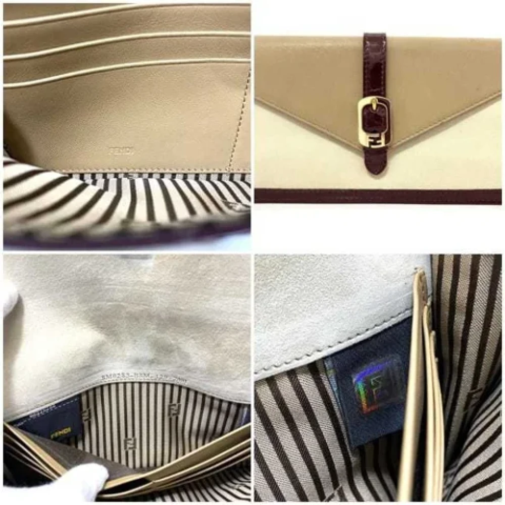 Fendi Vintage Pre-owned Leather wallets Beige Dames