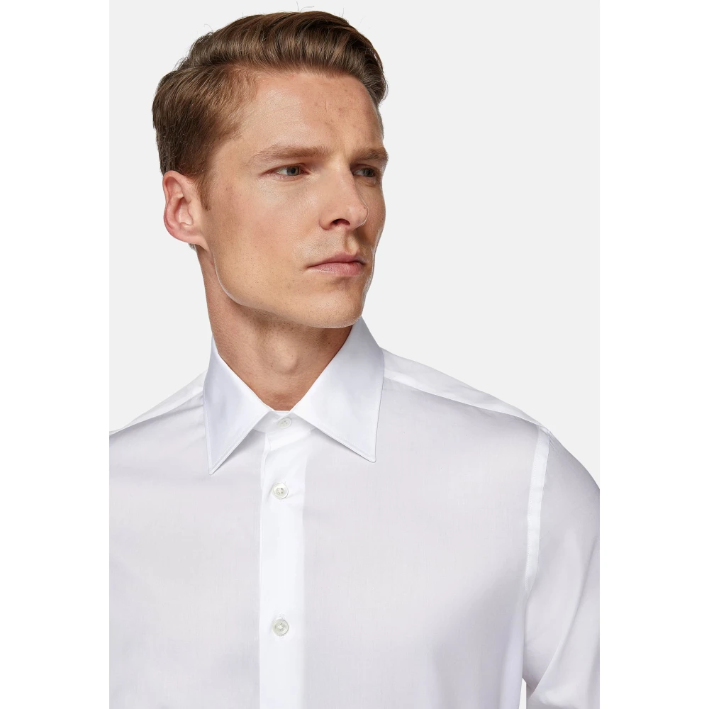 Boggi Milano Regular Fit Overhemd van Katoenen Twill White Heren