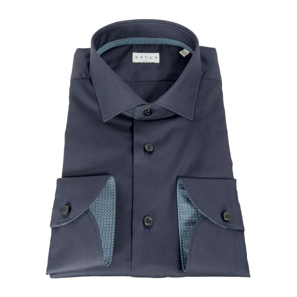 Xacus Formal Shirts, Male, 4XL, Men's French Collar Shirt Blue