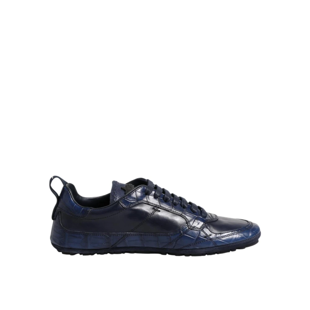 Dolce & Gabbana Men's Blue Sneakers, 7 Uk, Luxury Crocodile Leather Trainers