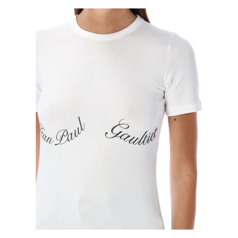 Jean Paul Gaultier Iconisch JPG Signature T-shirt Wit Zwart White Dames