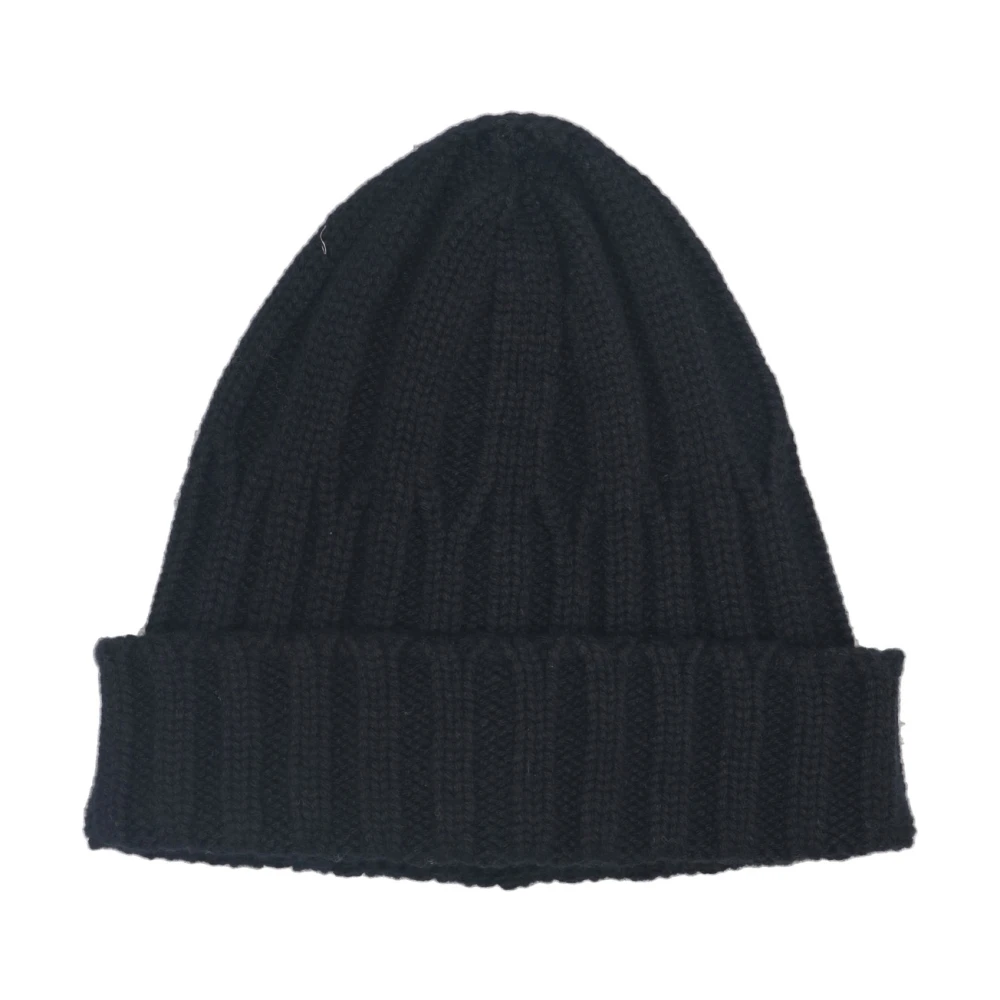Gran Sasso Mannelijk Zwart Ribgebreide Beanie