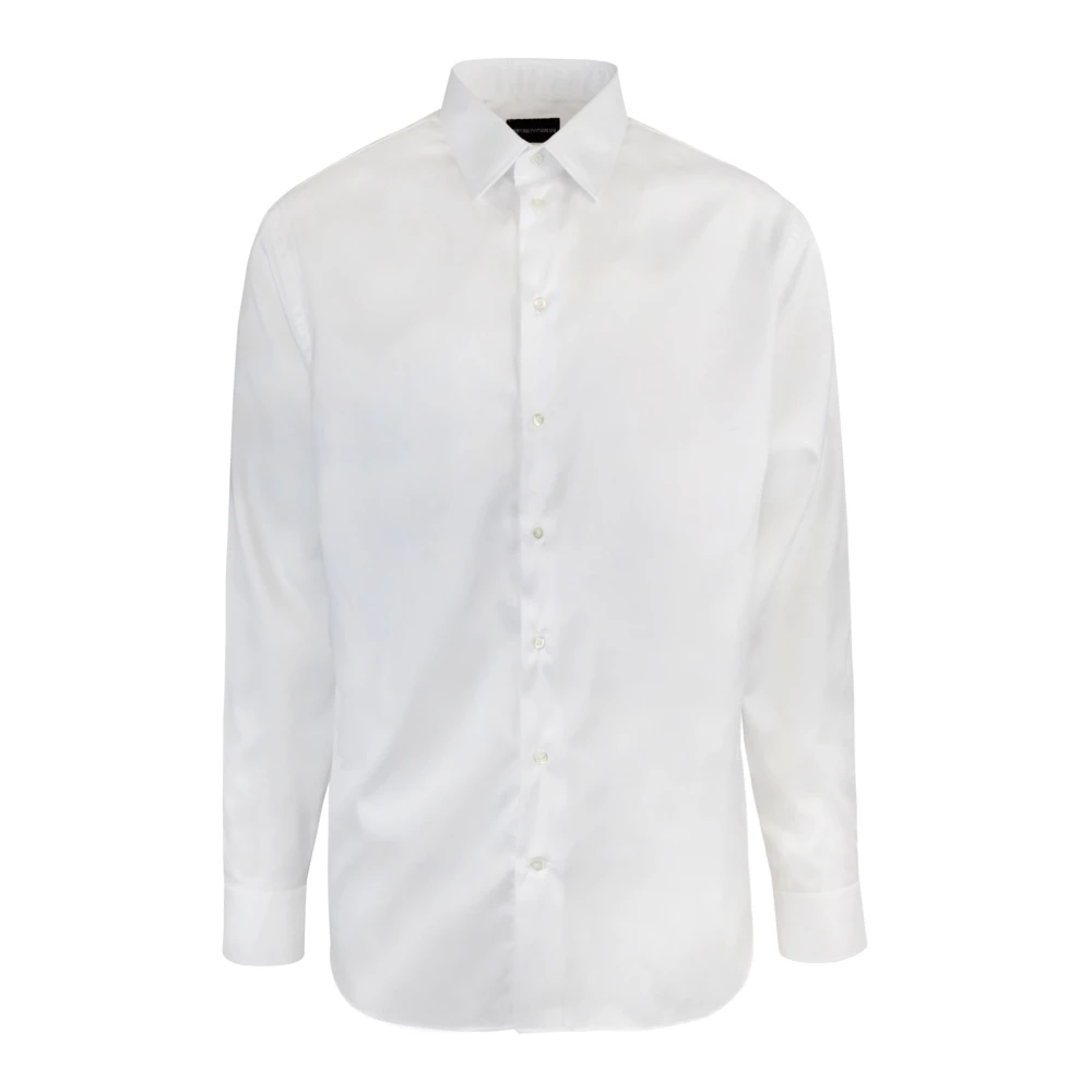 Emporio Armani Wit Stretch Katoenen Overhemd White Heren