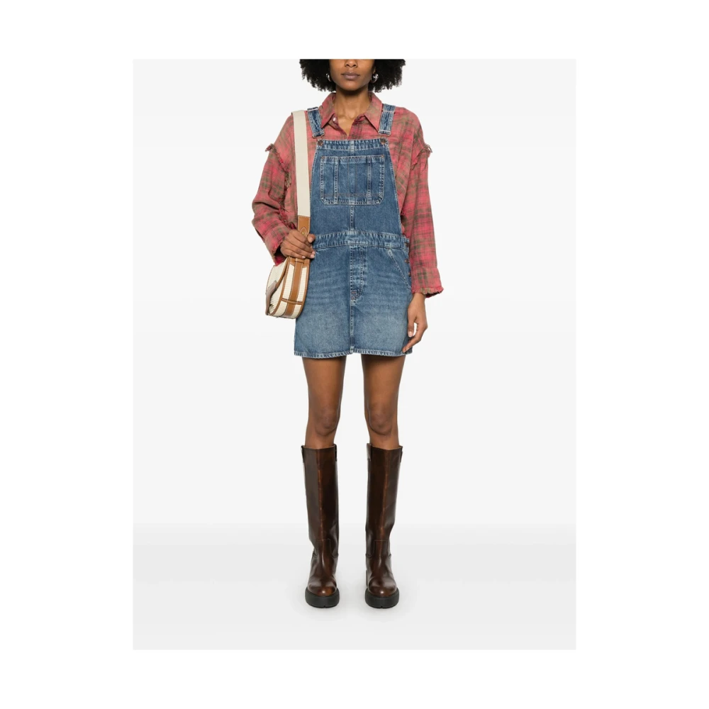 7 For All Mankind Indigo Blauwe Jumpsuit met Zakken Blue Dames