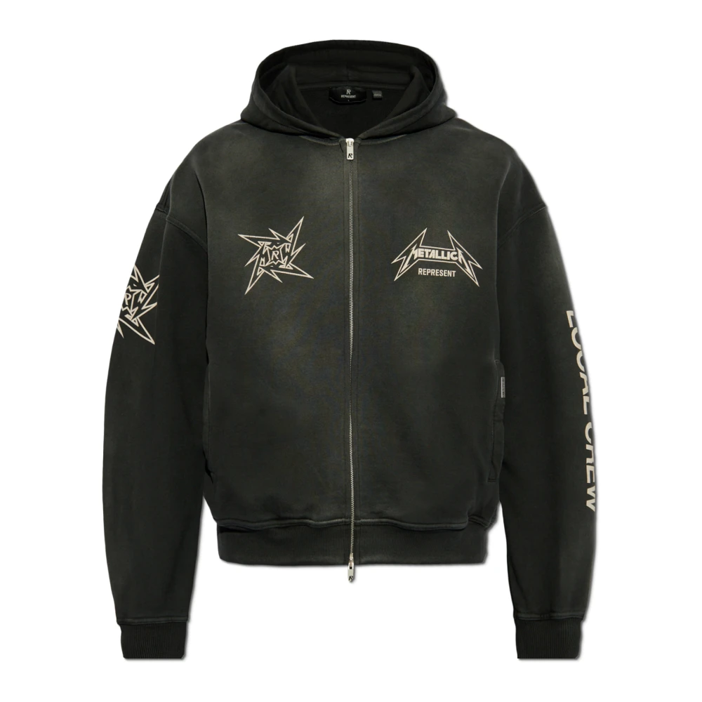 Represent Metallic Zip-through Sweatshirt Black Heren