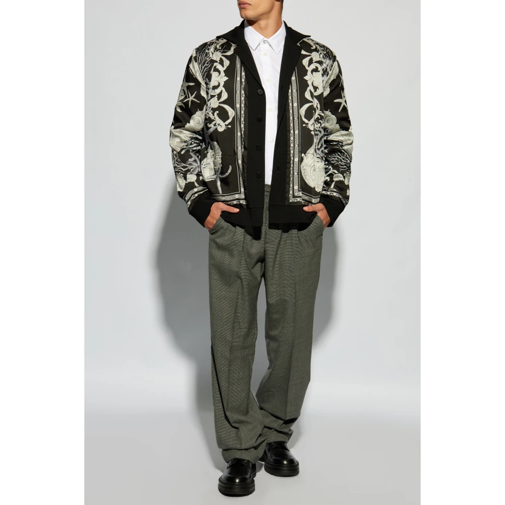 Versace Gebloemde broek met vouw Gray Heren