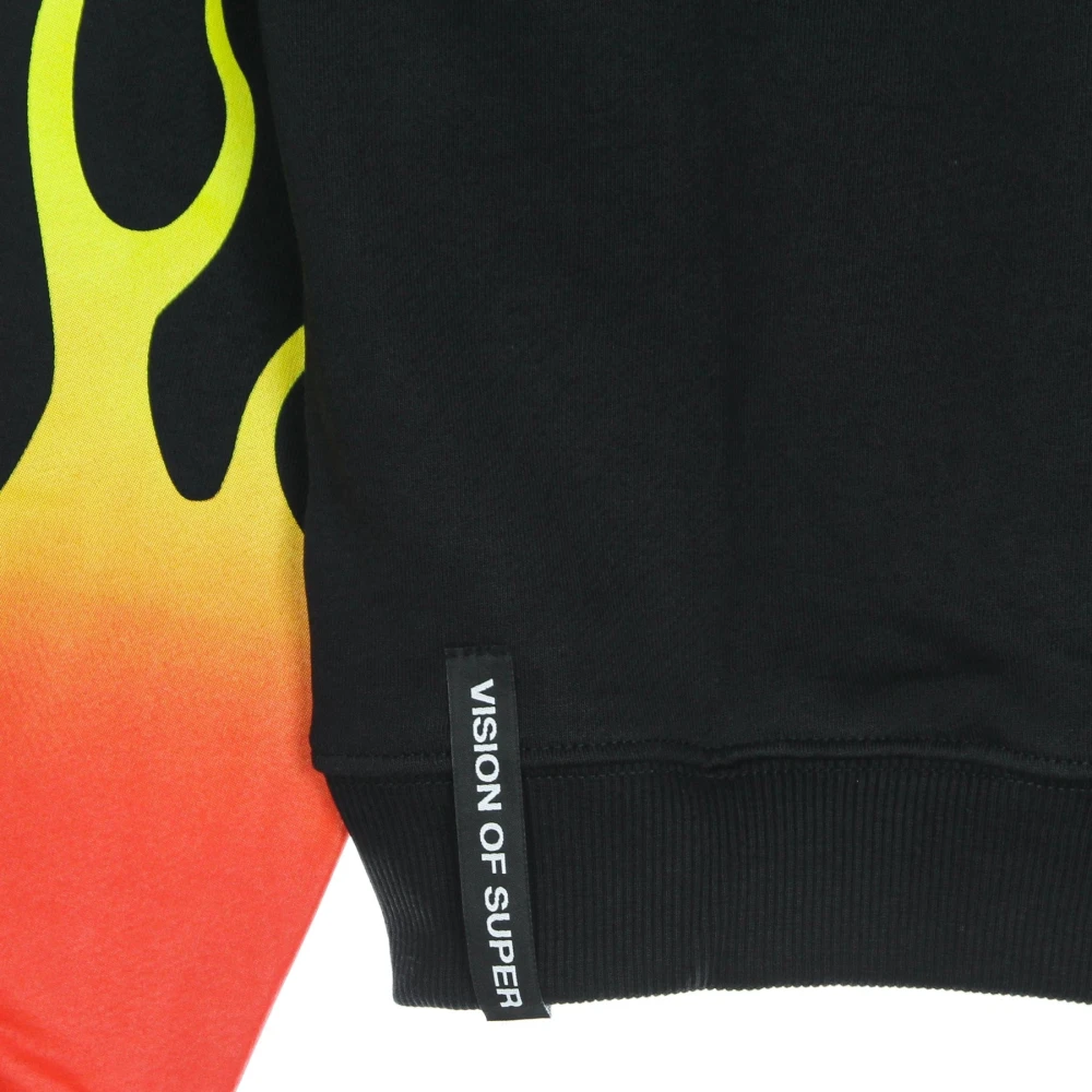 Vision OF Super Rode Crewneck Sweatshirt met Vlammenpatroon Black Heren