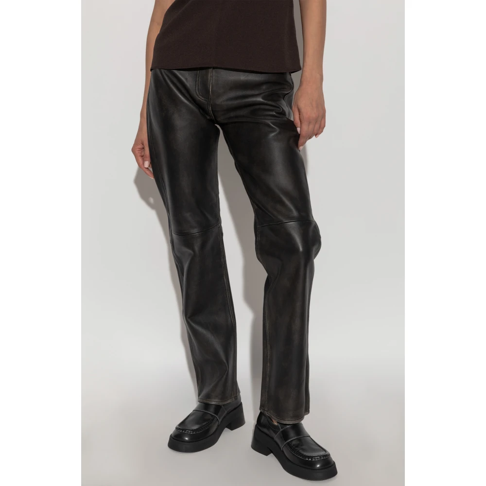 Samsøe Leren broek Salynn Black Dames