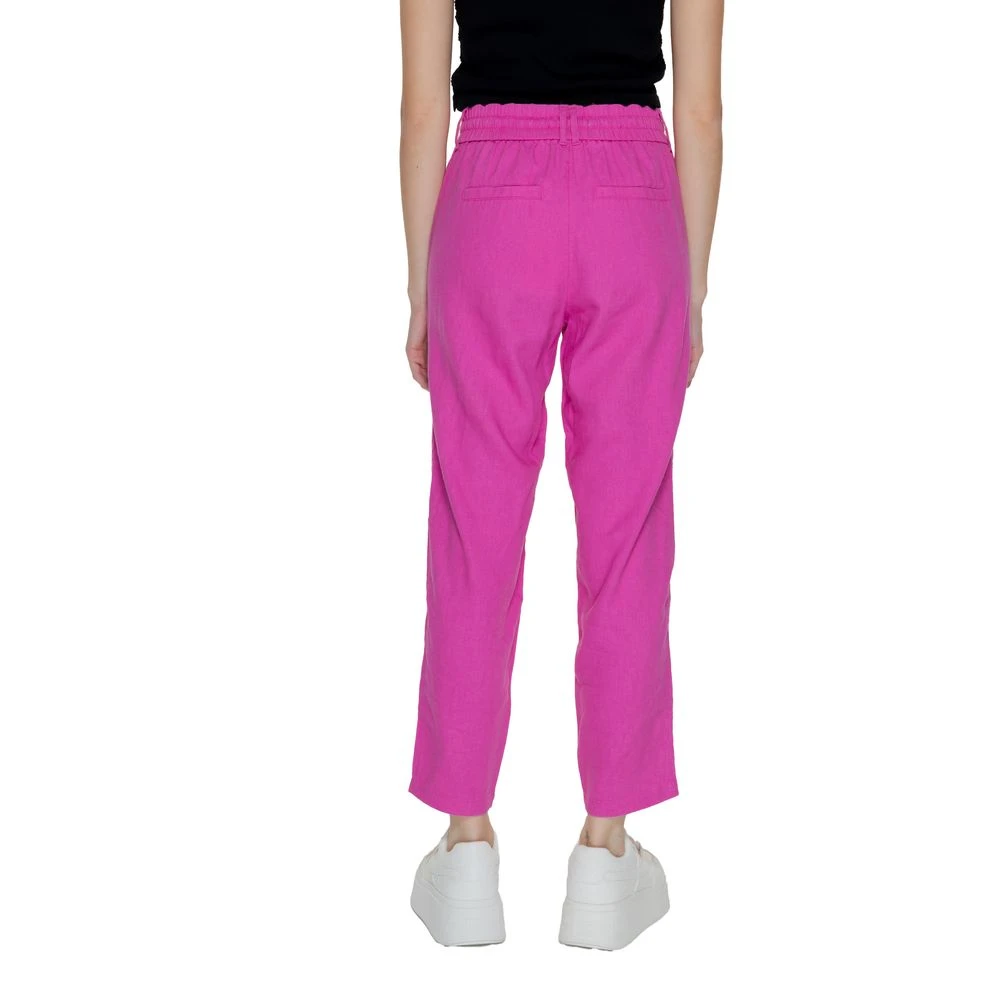 Only Multicolor Linnen Jeans & Broek Pink Dames