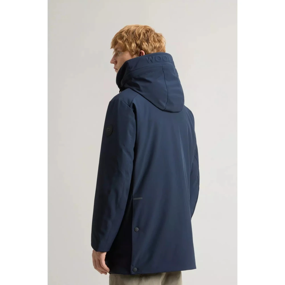 Woolrich Soft Shell Parka Melton Blauw Blue Heren