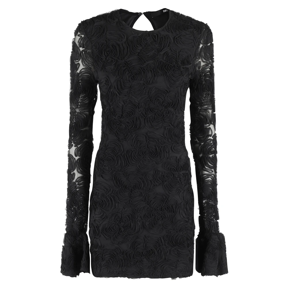 Rotate Birger Christensen Mesh Mini Bloemenjurk Black Dames