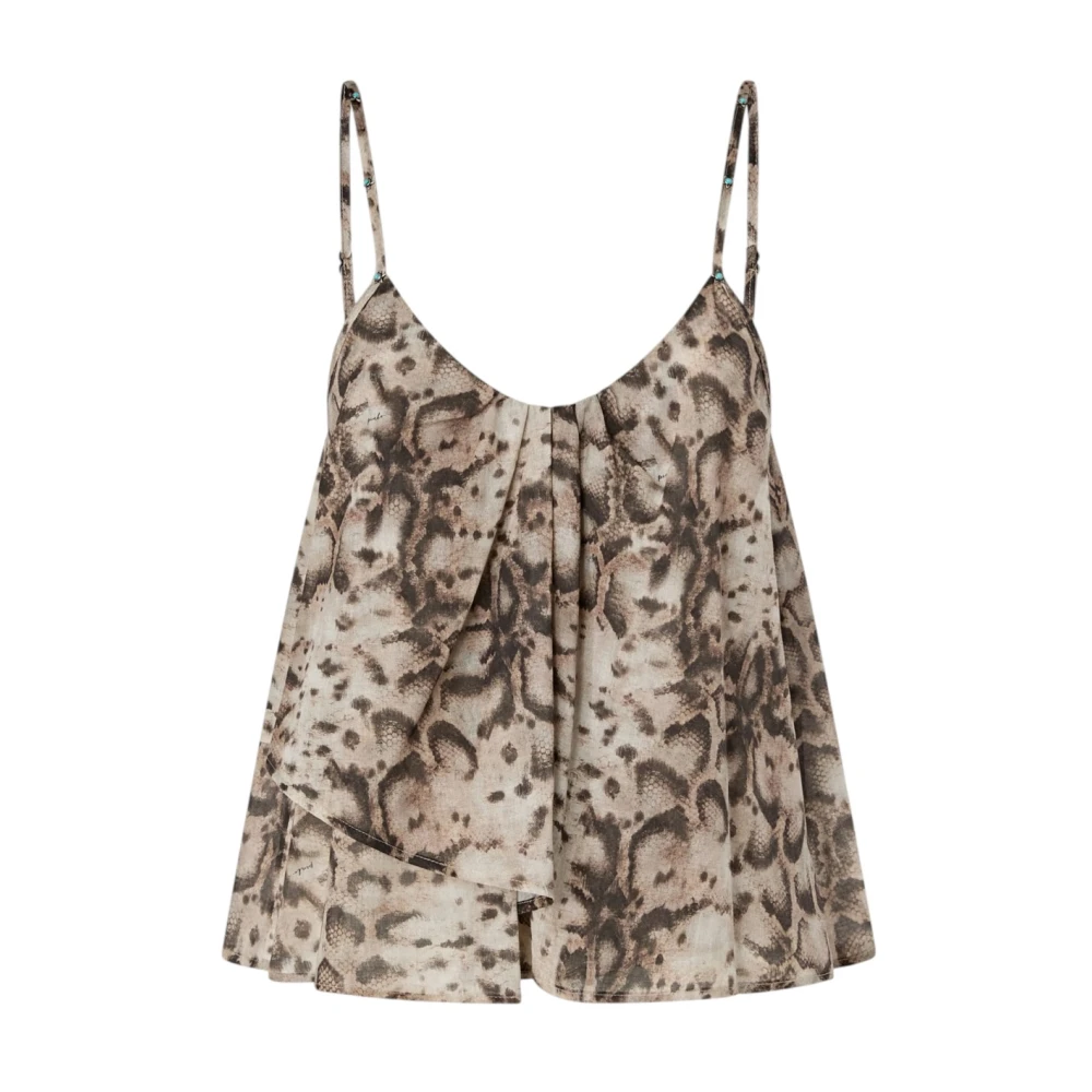 Pinko Women's Multicolor Snake Print Cotton Strap Top - Blouses - S - Blouses & Shirts