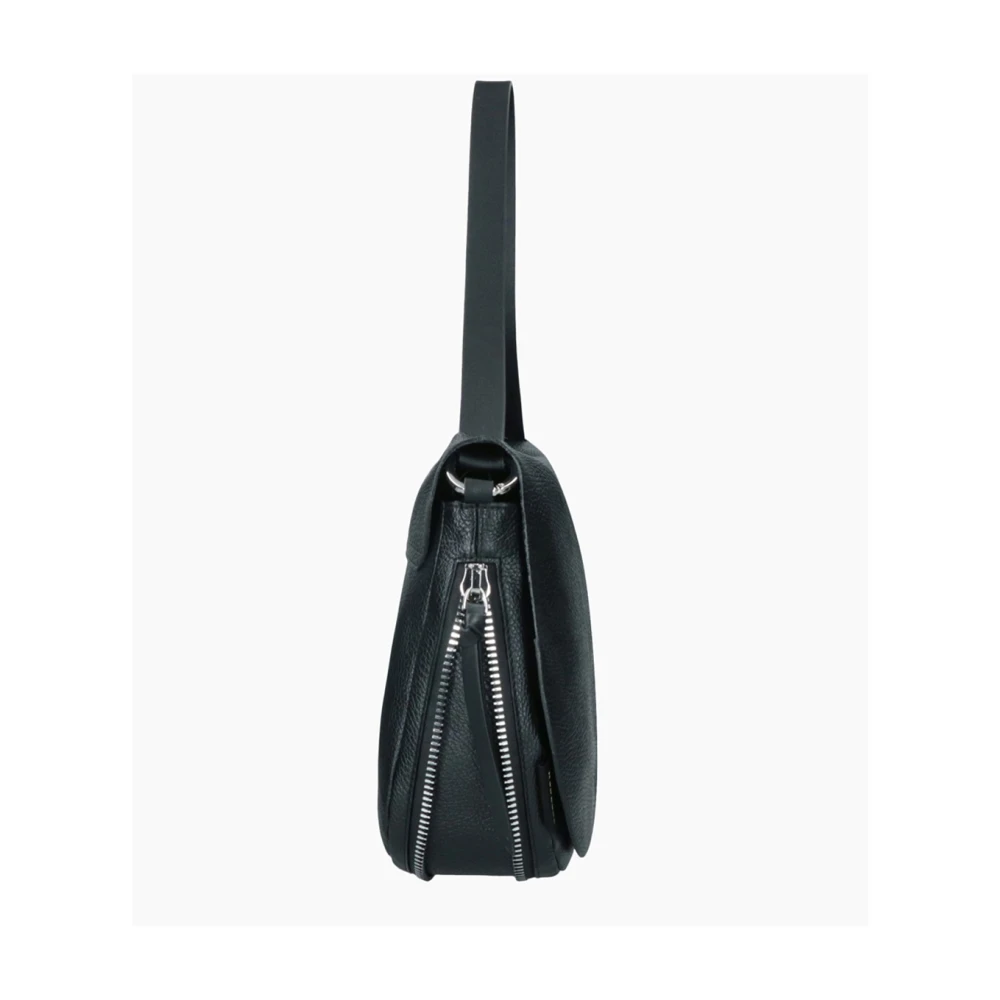 Rebelle Zwarte leren satchel tas Black Dames