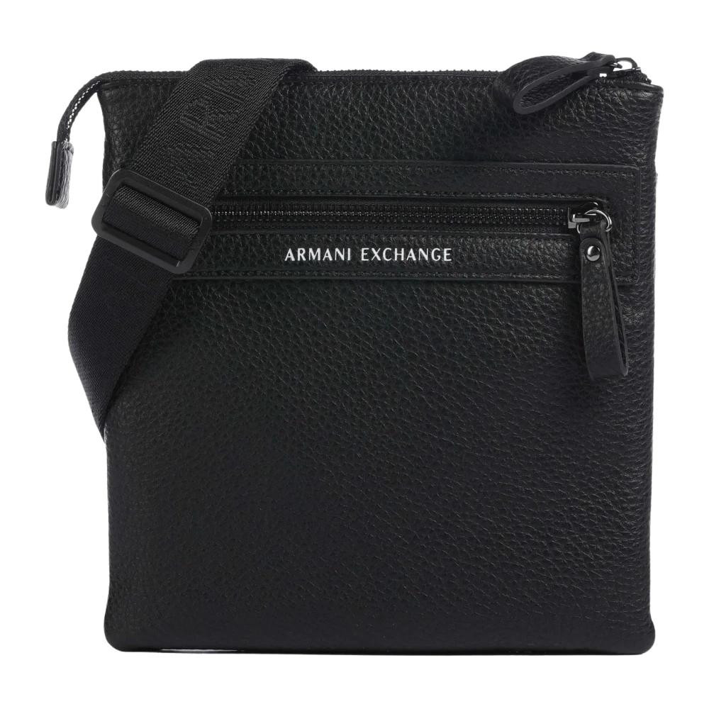 Armani Exchange Svart Crossbody Väska med Framficka med Dragkedja Black, Herr