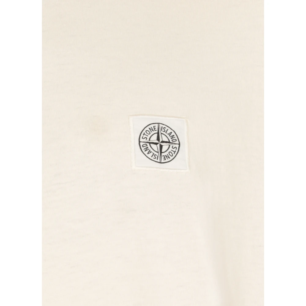 Stone Island Ivoor Katoenen T-shirt met Logopatch Beige Heren