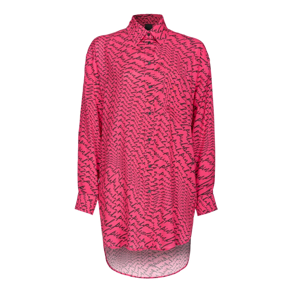 Pinko Women's Pink O, Tunics, Xs, Long Shirt With Fluid Logo Print