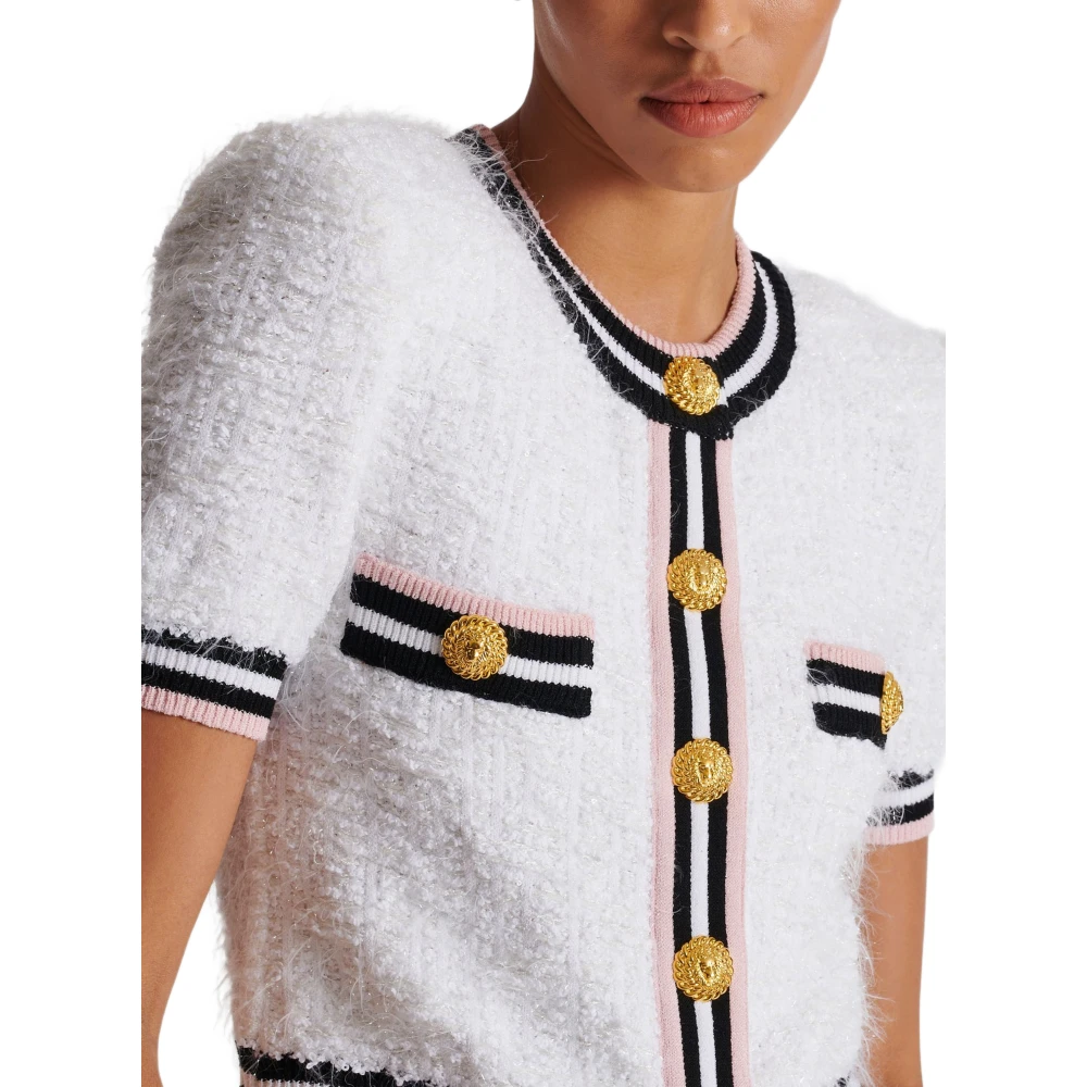 Balmain Monogram gebreide vest White Dames