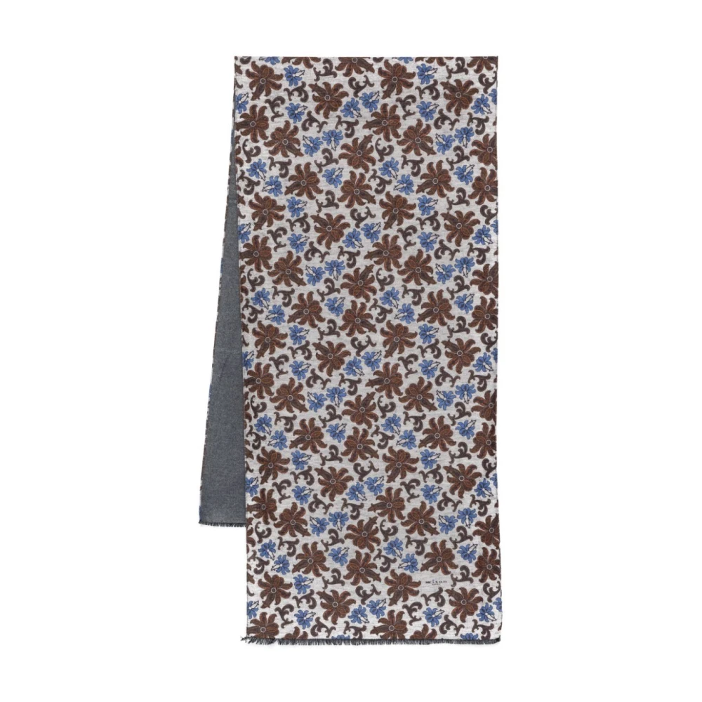 Kiton Bloemen Zijden Sjaal Franje Ontwerp Multicolor Heren
