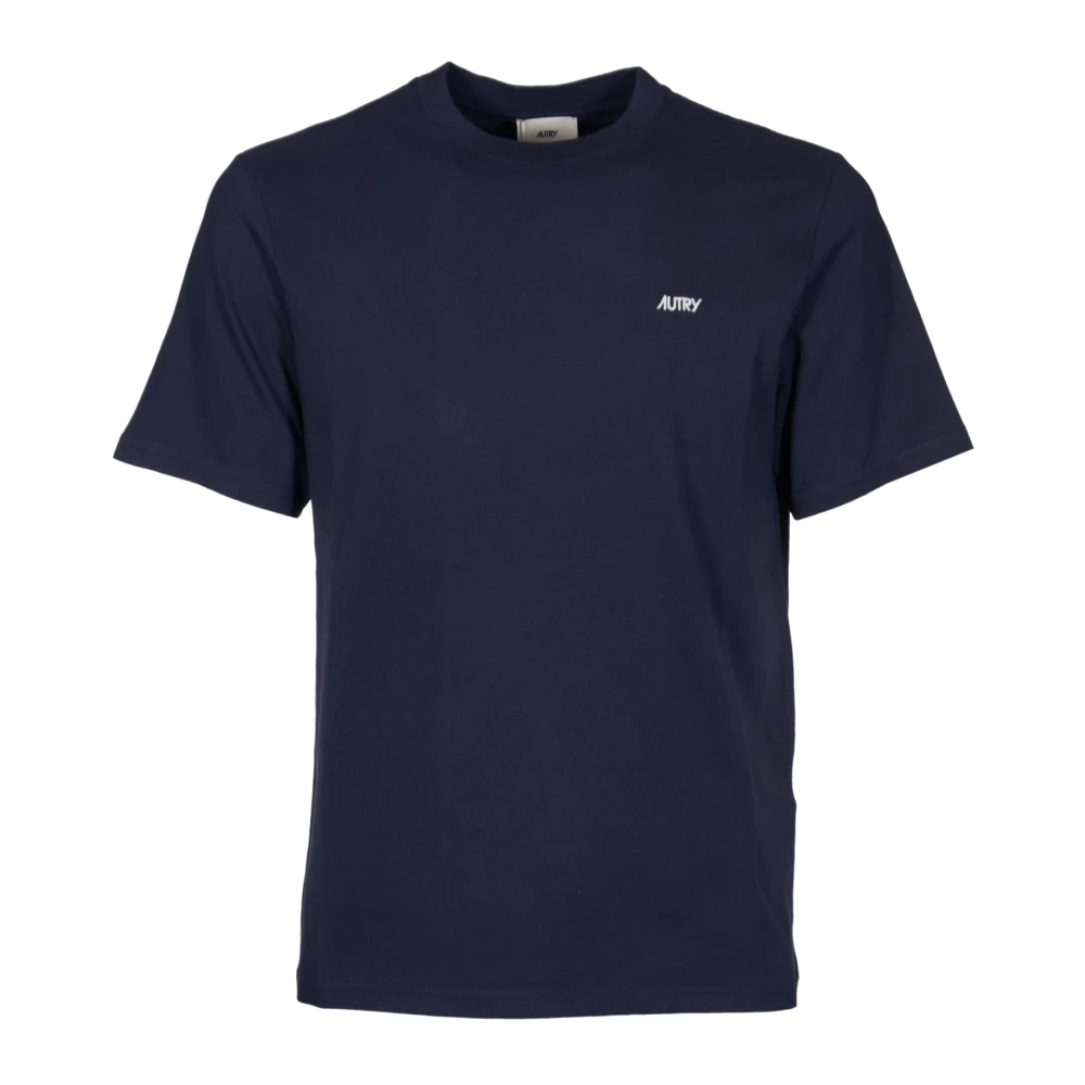 Autry Geribbelde Kraag Geborduurd Logo T-shirt Blue Heren