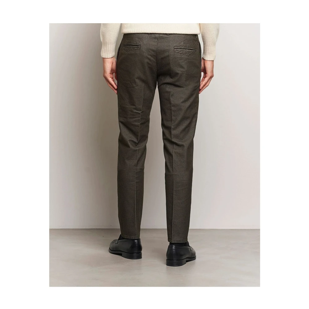 Incotex Bruine houndstooth slim katoenen broek Brown Heren