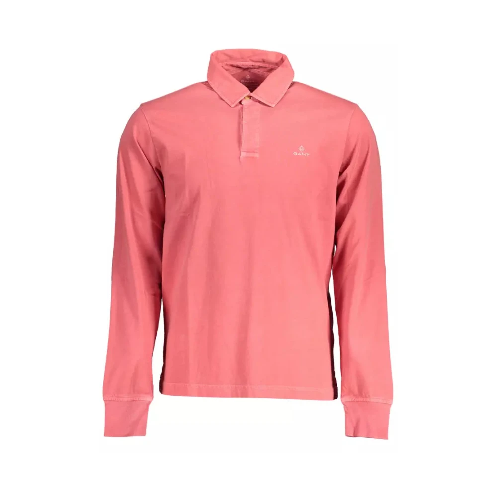 Gant Men's Red Long-Sleeved Polo Shirt With Logo