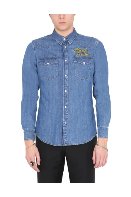 Bomullsdenimskjorta med broderad logotyp