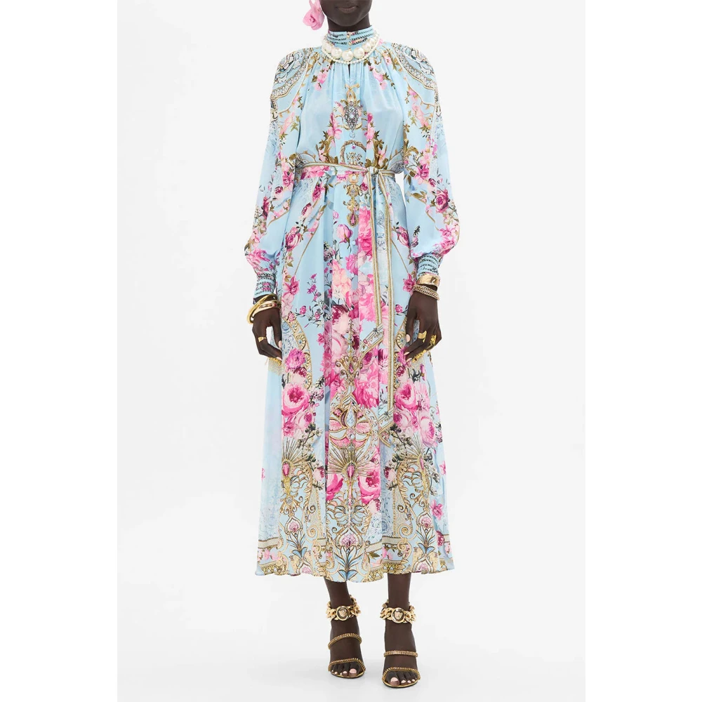 Camilla Raglan Mouw Zijden Overhemdjurk Multicolor Dames