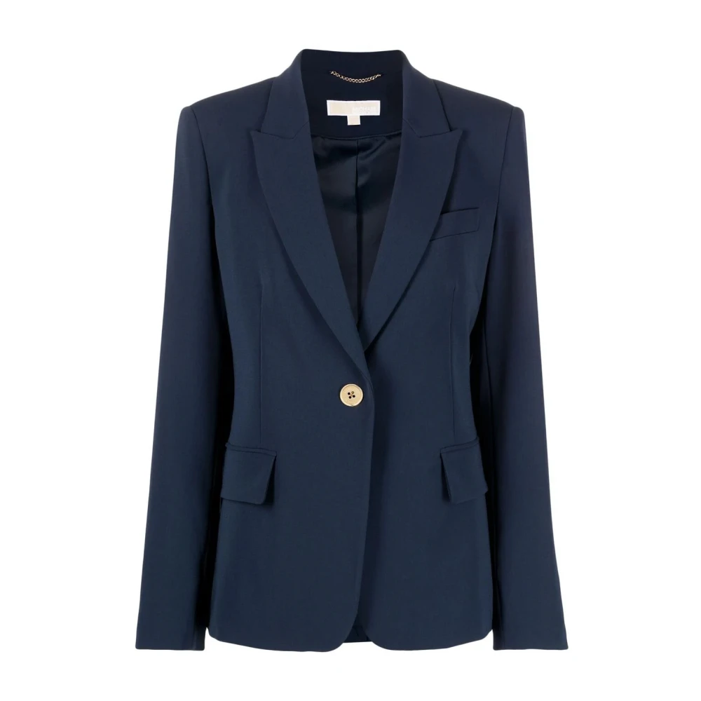 Michael Kors Blå Crepe Blazer med Enkelknappsfästning Blue, Dam