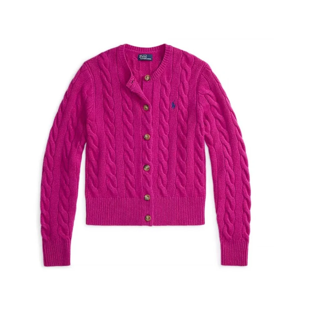 Polo Ralph Lauren Kvinno Rosa Stickade Tröjor Dam, S, Vesta Cardigan