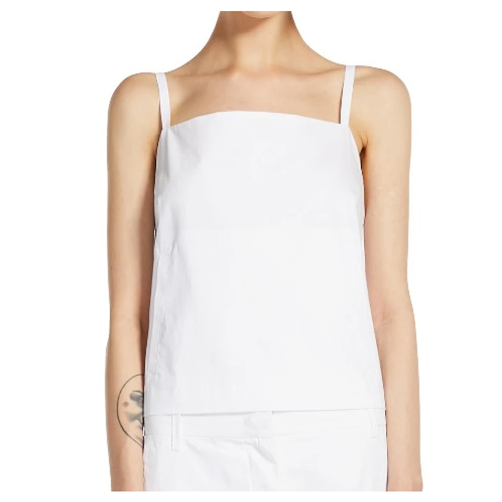 SPORTMAX Verstelbare Band Katoenen Canvas Top White Dames