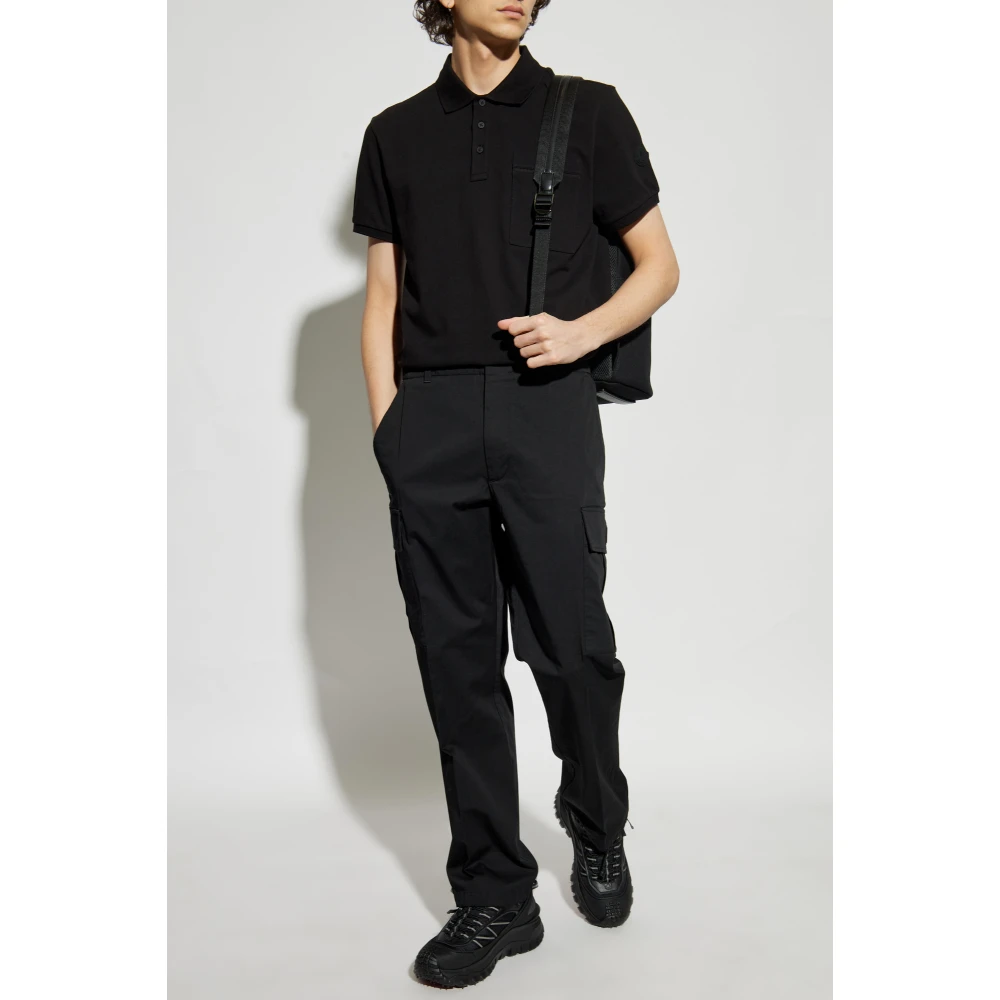 Moncler Katoenen polo met zak Black Heren