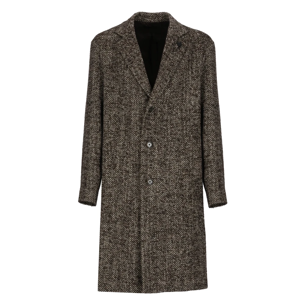 Lardini Bruine wollen jas met pieklapel Brown Heren