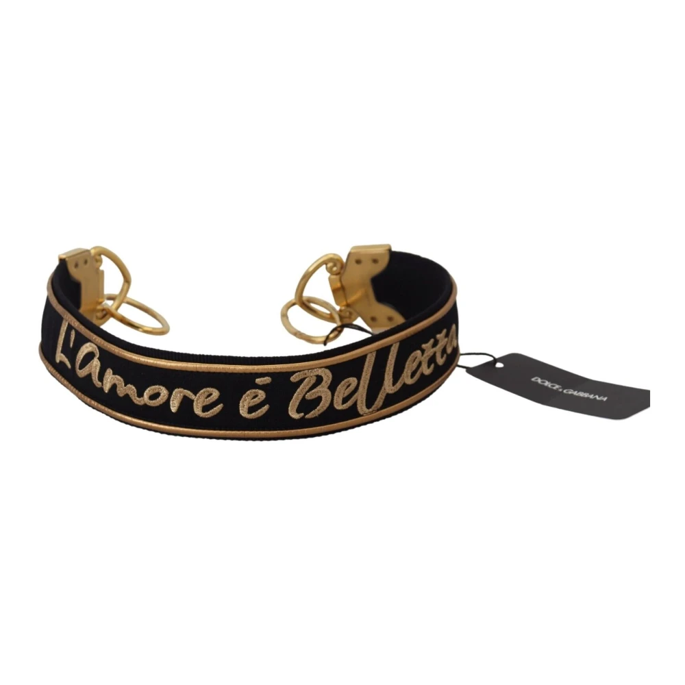 Dolce & Gabbana Elegante Goud-Zwarte Schouderband Black Dames