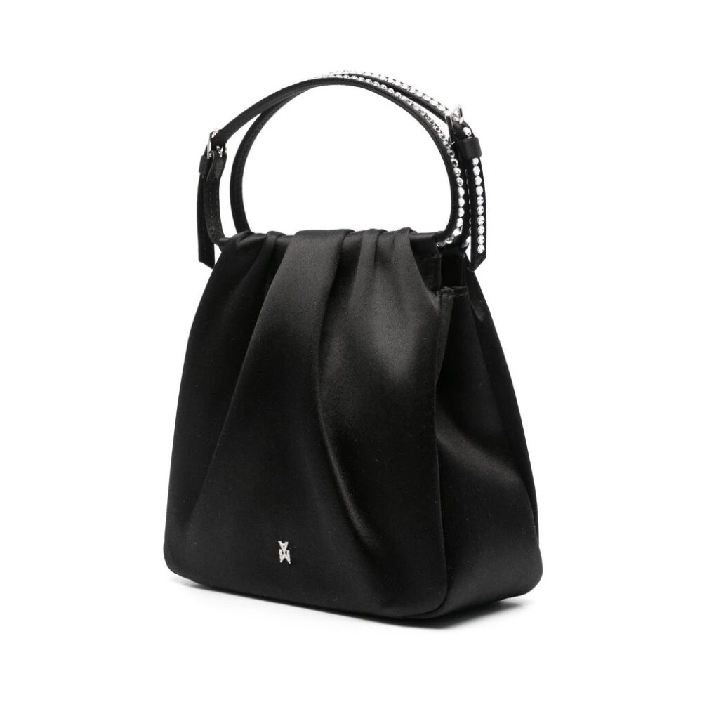 Amina Muaddi Zwarte satijnen geplooide handtas Black Dames