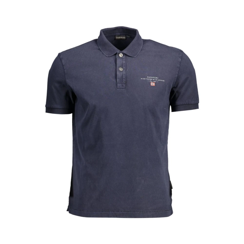 Napapijri Men's Blue Cotton Polo With Embroidered Logo