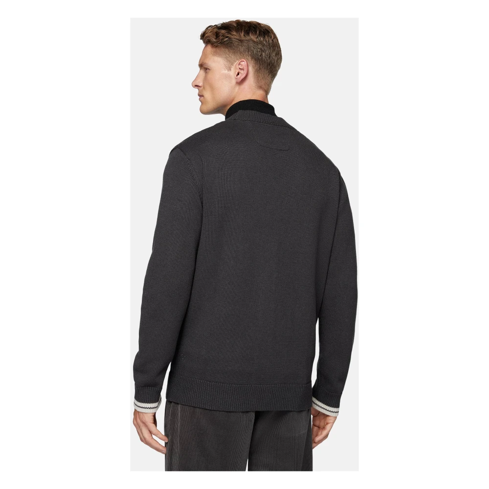 Boggi Milano Katoenen en wollen cardigan Black Heren