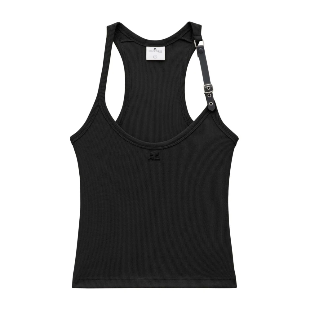 Courrèges Zwart Holistische Gesp Rib Tank Top Black Dames