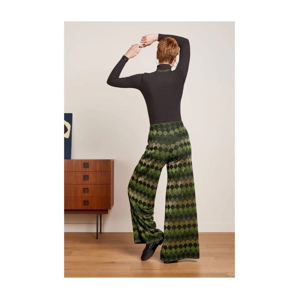 king louie Diva Jacquard Border Palazzo Broek Green Dames