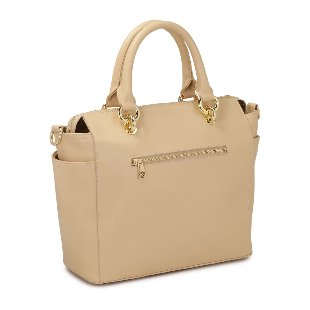 Kazar Ruime leren handtas met handvatten en riem Beige Dames