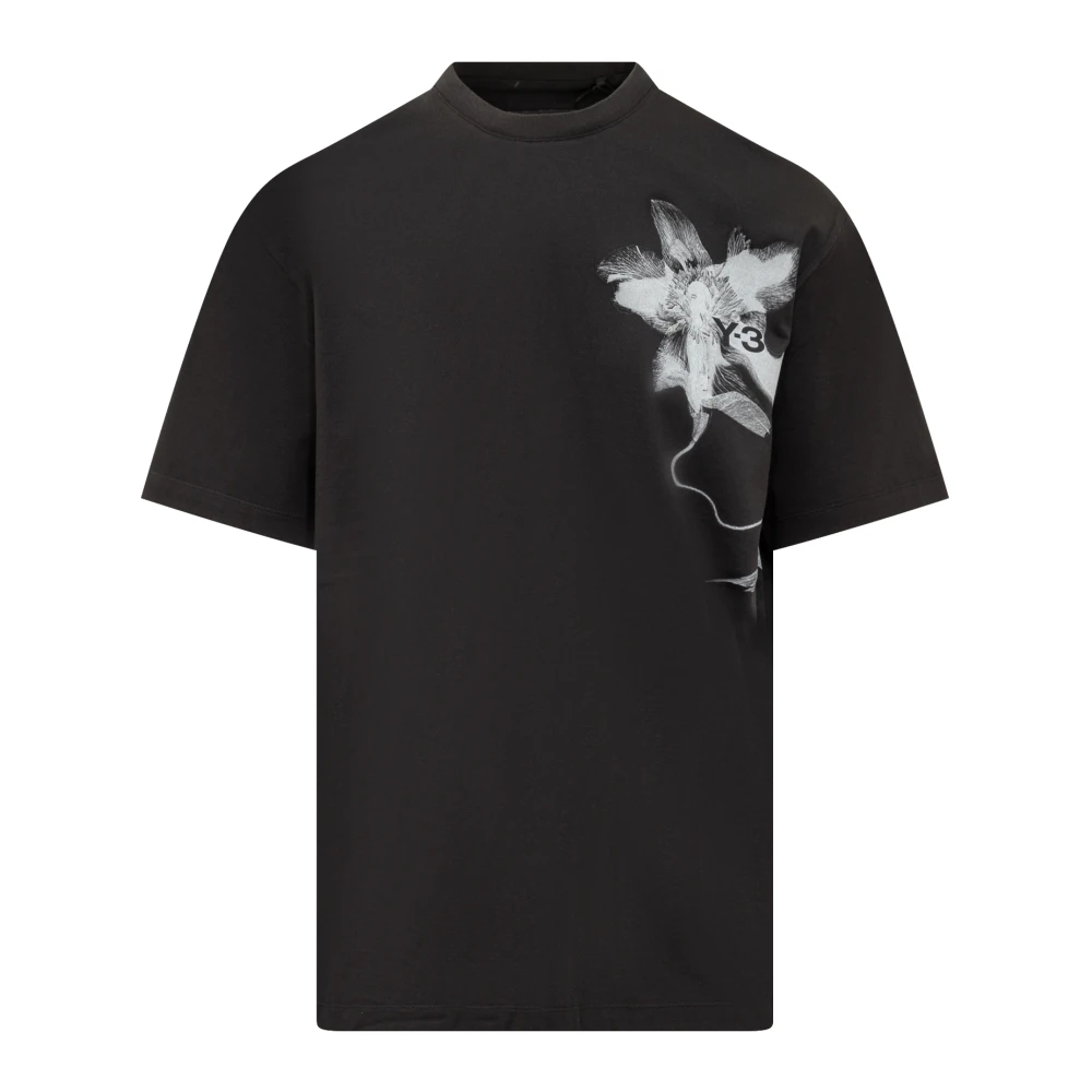 Y-3 Bloemenprint Crew-neck T-shirt Black Heren