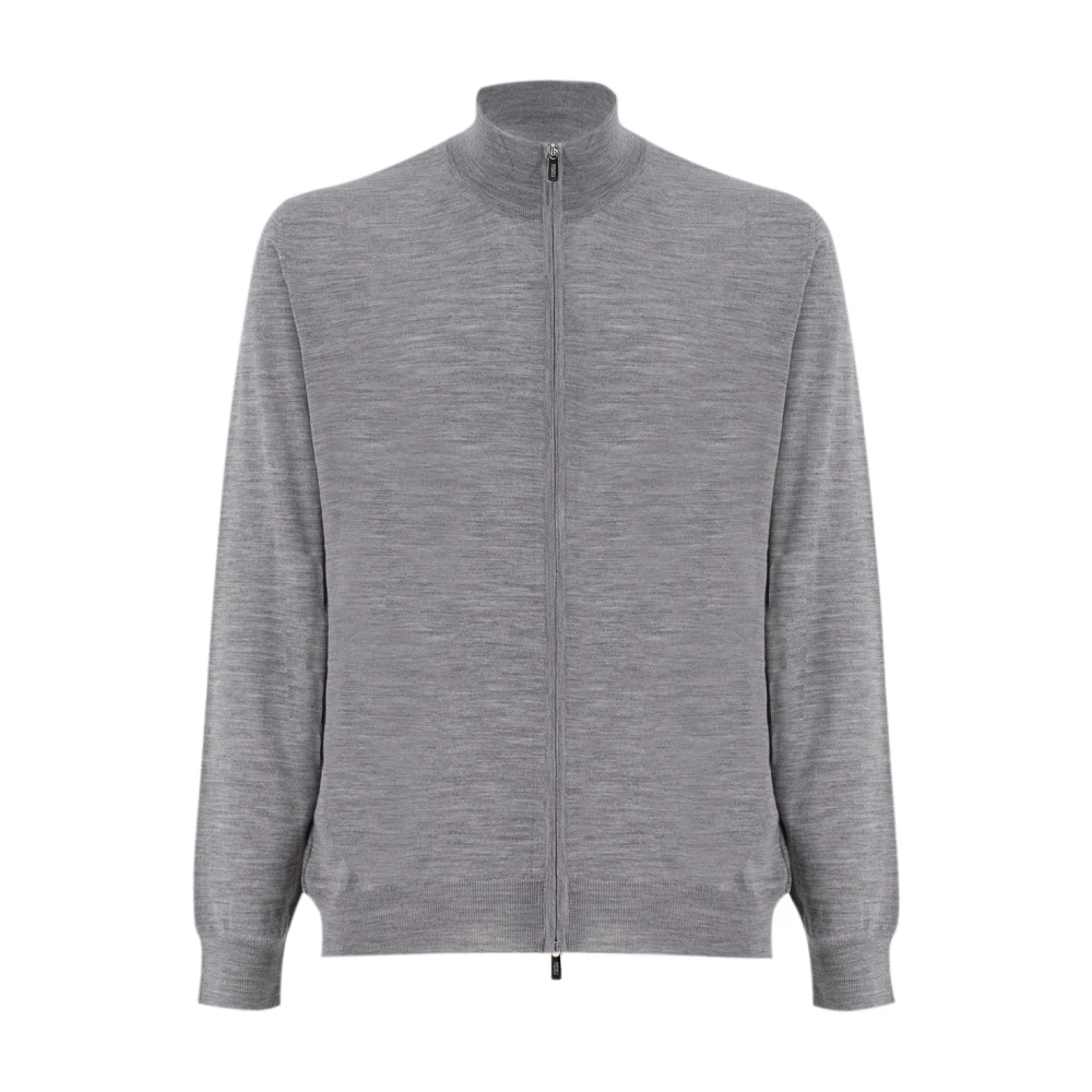 Fedeli Mjuk Texturerad Dragkedja Cardigan Gray, Herr