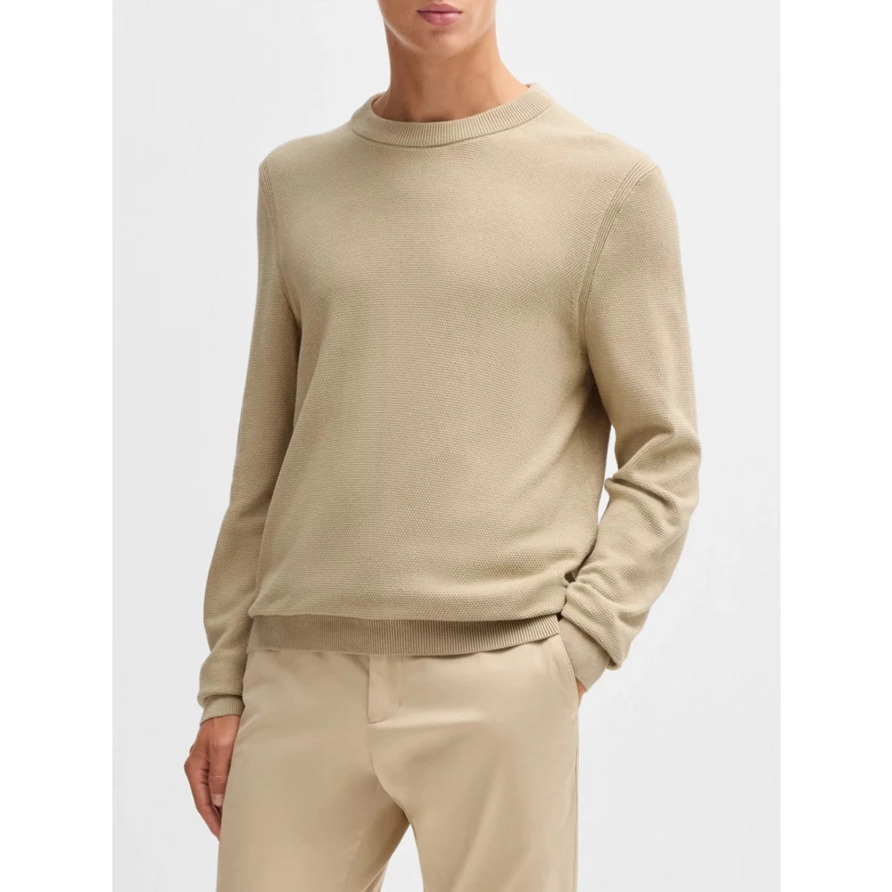 Hugo Boss Lichtbeige Gebreide Trui Beige Heren