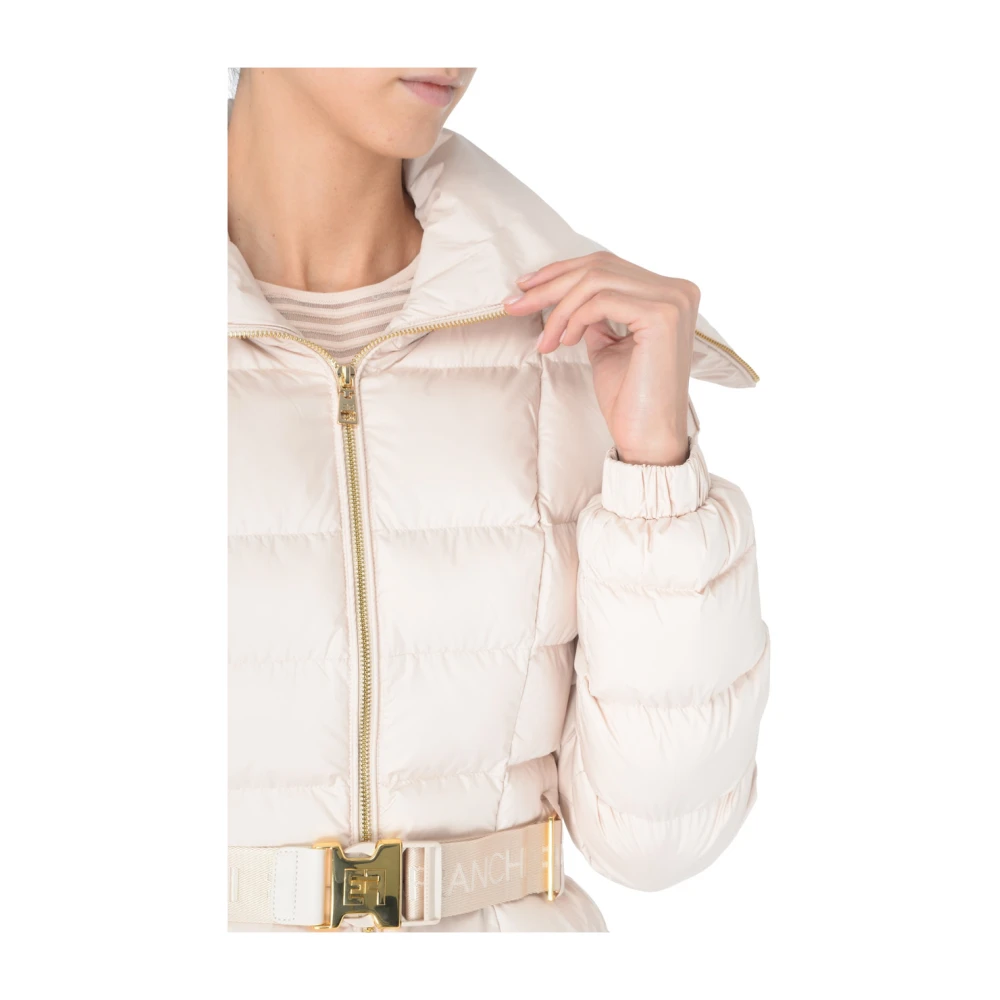 Elisabetta Franchi Roze Nylon Puffer Jas Pink Dames