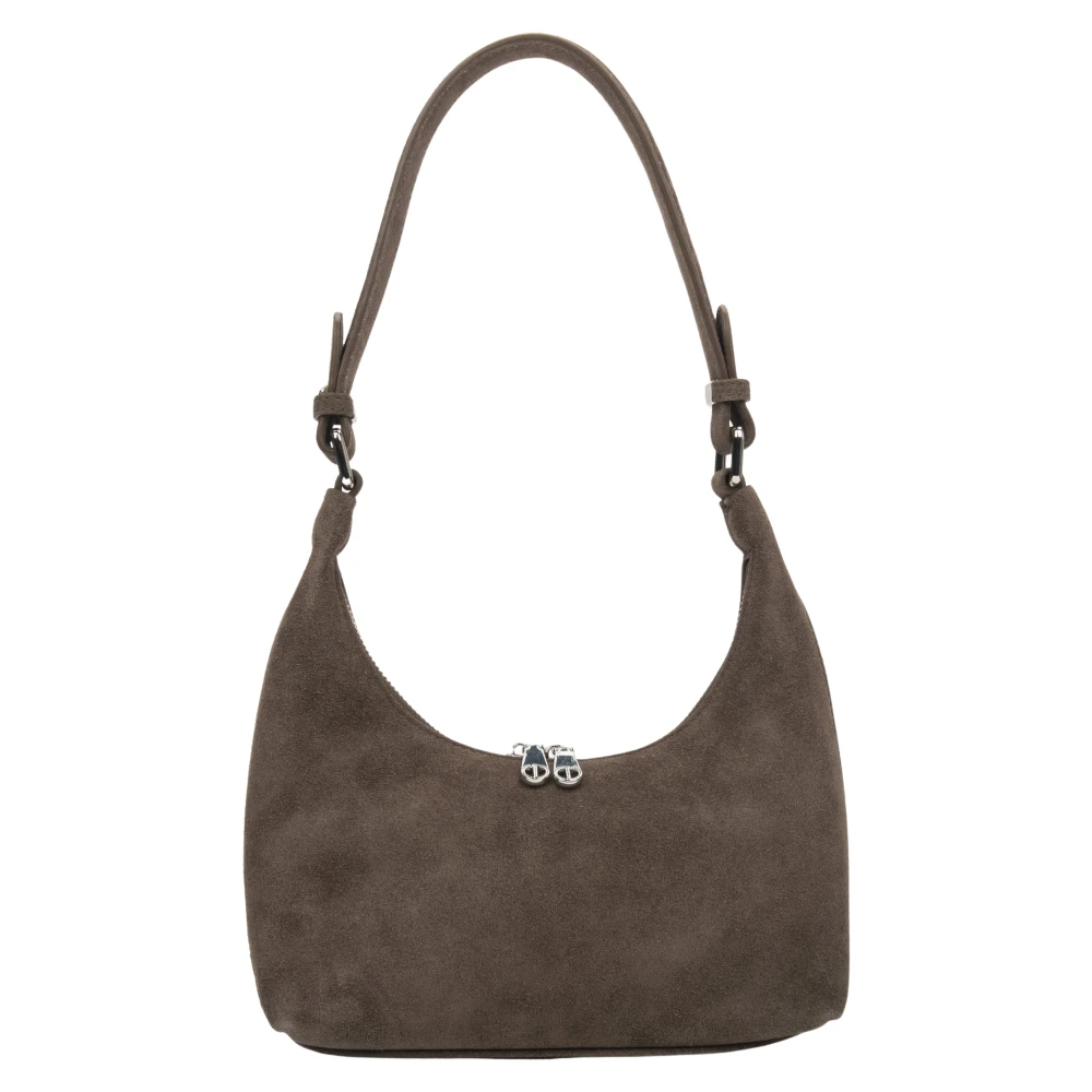 Estro Women's Brown Shoulder Bags, One Size, Genuine Velour Half-Moon Shoulder Bag