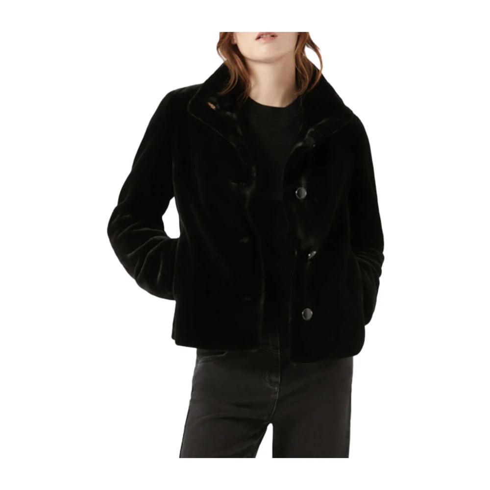 Pennyblack Korte faux fur parka jas Black Dames
