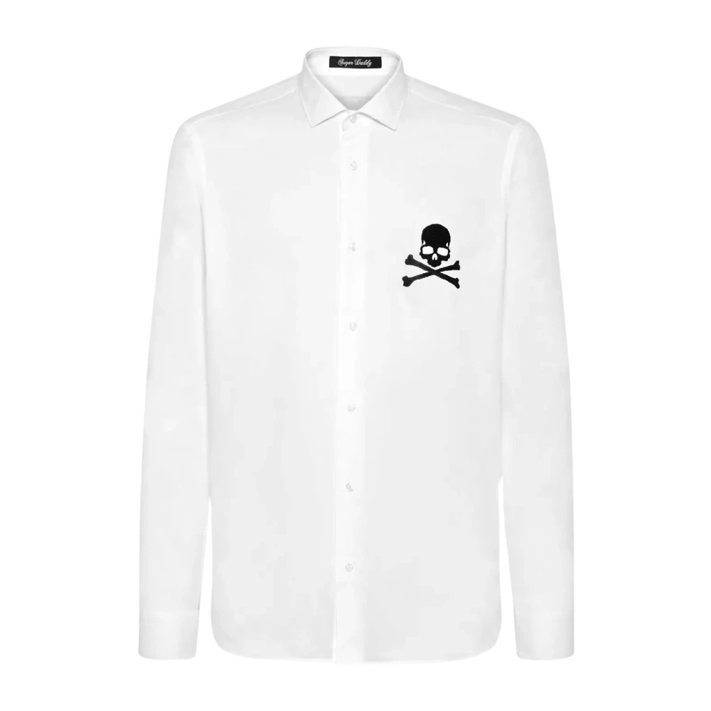 Philipp Plein Skull&Bones Wit Overhemd Stijlvol Casual White Heren