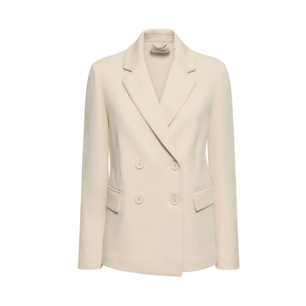 Max Mara Beige Double-Breasted Jersey Jas Beige Dames