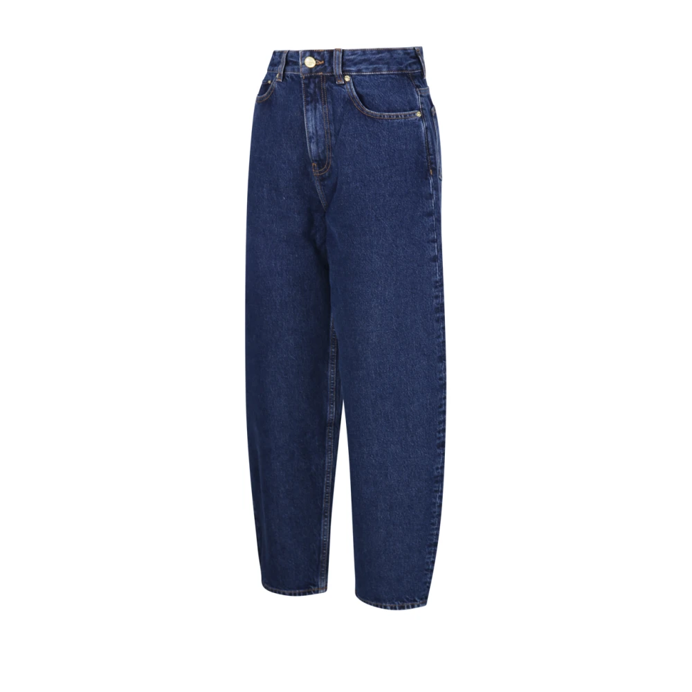 Ganni Donkerblauwe Rigid Denim Jeans Blue Dames