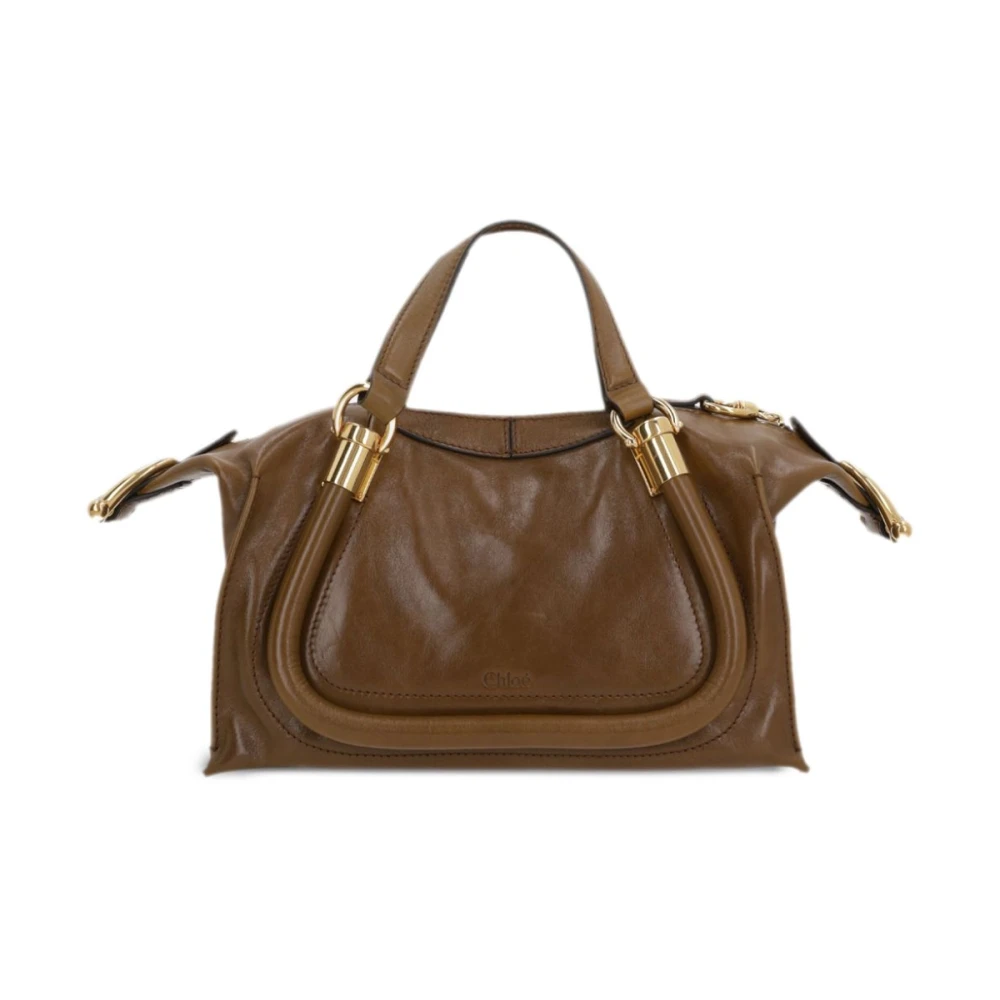 Chloé Bronze Dubbele Handvat Paraty Tas Brown Dames